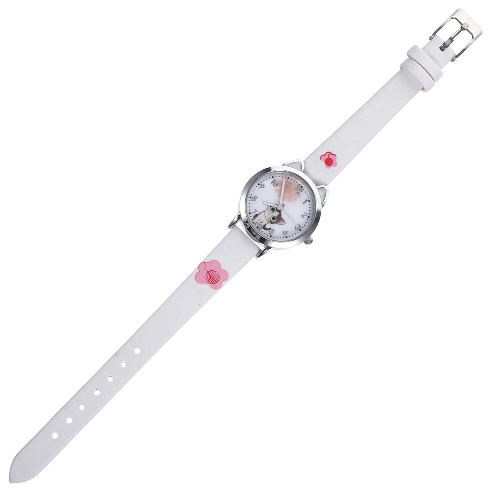 

Women Watch Band Wristwatch Quartz Cat Design Kitten White Stainless Steel Child