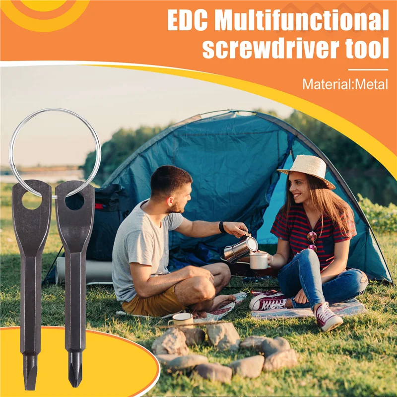 ABZC-10 Set Portable Screwdriver Tool Outdoor EDC Multi-Function Tool Flat-Head Screwdriver Phillips Screwdriver Key Ring