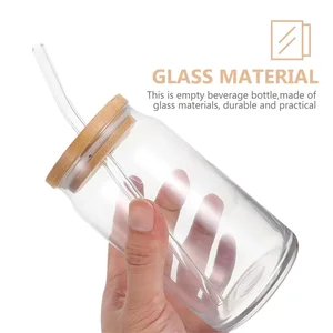 Glass cups with bamboo and straw lids, bottles, coffee mug, cocktail beer, whiskey, milk, juice, glue, 350ml, 550ml, 1pc 10 Main Sales Whiskey Cup - №10