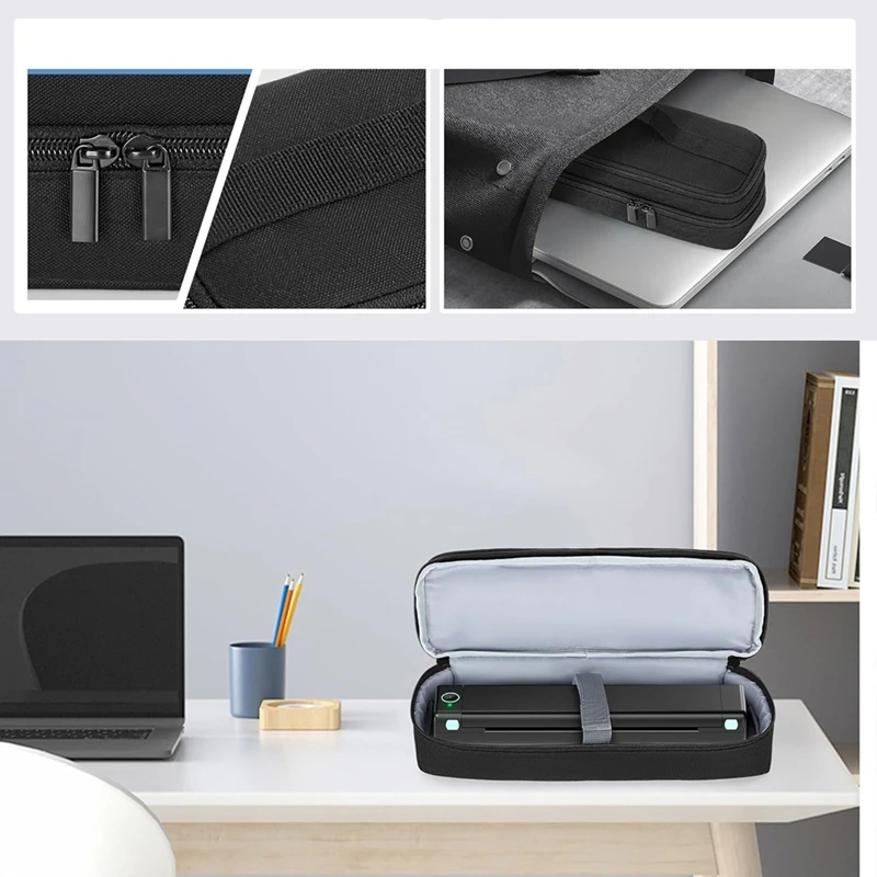 Portable Printer Case For Phomemo M08F, Itari M832, JADENS, Aixiqee, MUNBYN Double-Layers Mobile Printer Storage Bag