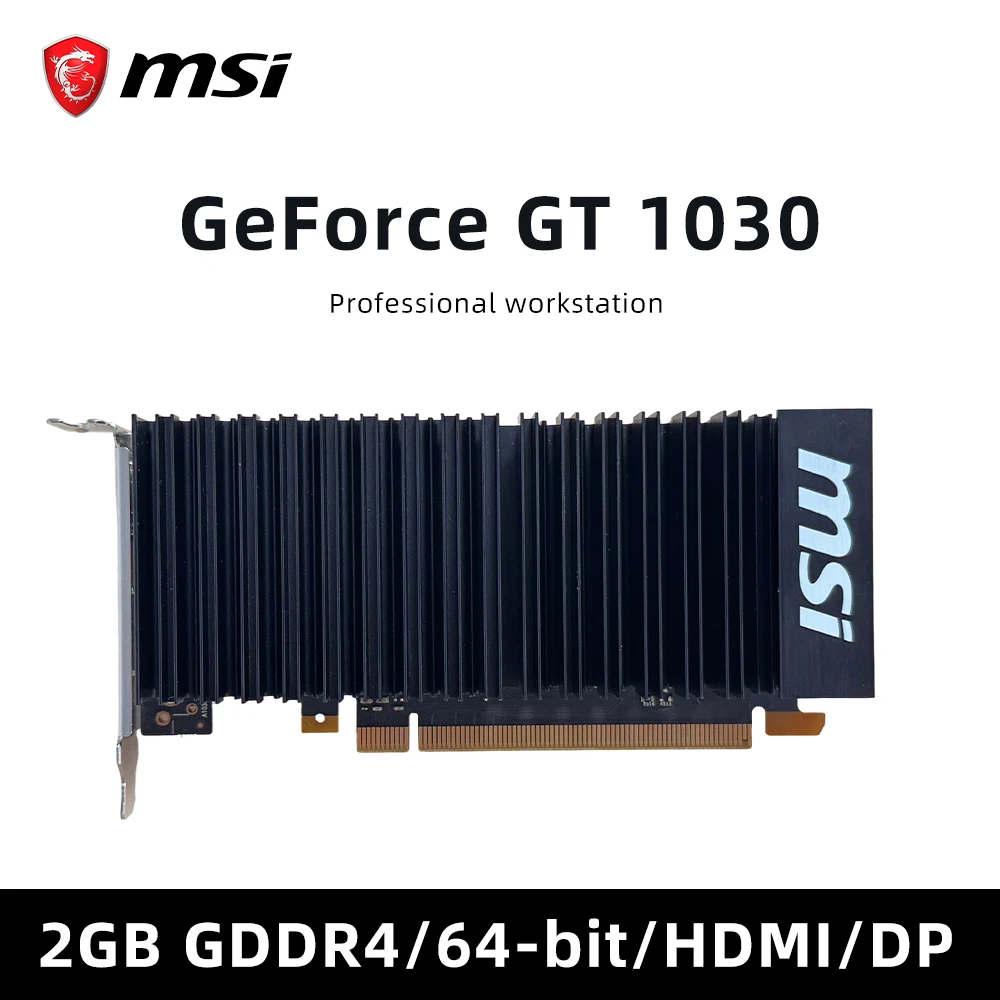 بطاقة رسومات مكتب GeForce GT 1030 2GB GDDR4 & GT1030 2G BRK & GTX1030 2G HDMI/D-sub بمروحة واحدة منخفضة المستوى ITX صامتة 20 وات TDP