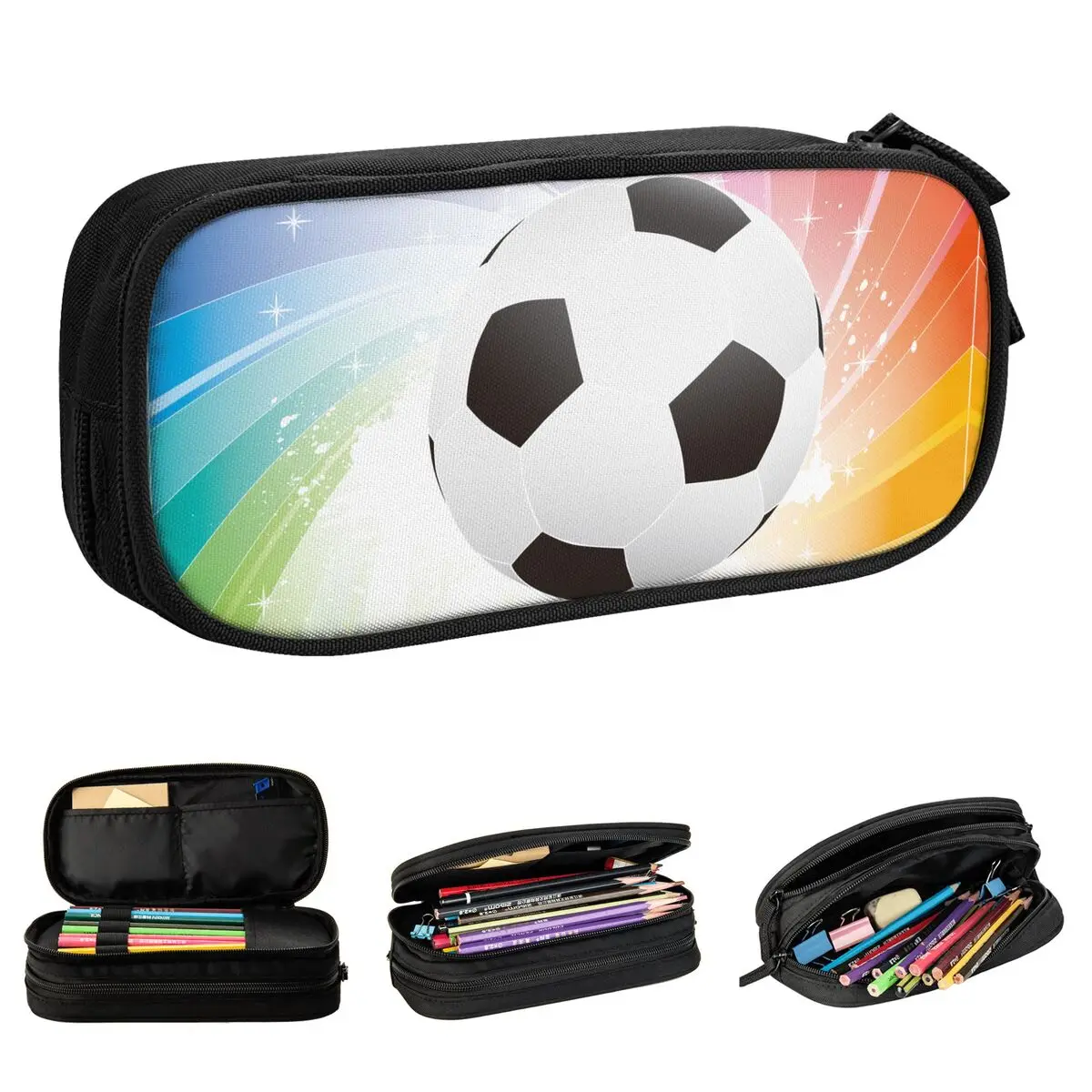 Fußball-Fantasy-Federmäppchen, Niedliche Fußballbälle, Sport-Stift- und Bleistifttaschen für Mädchen und Jungen, Große Kapazität, Schulbedarf, Geschenk-Federmäppchen