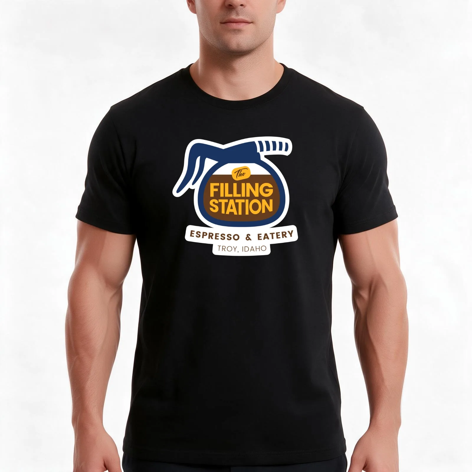 The Filling Station Espresso & Eatery in Troy Idaho T-Shirt, Summer Casual Cotton Tee, Oversized Streetwear Tops, 100% Cotton