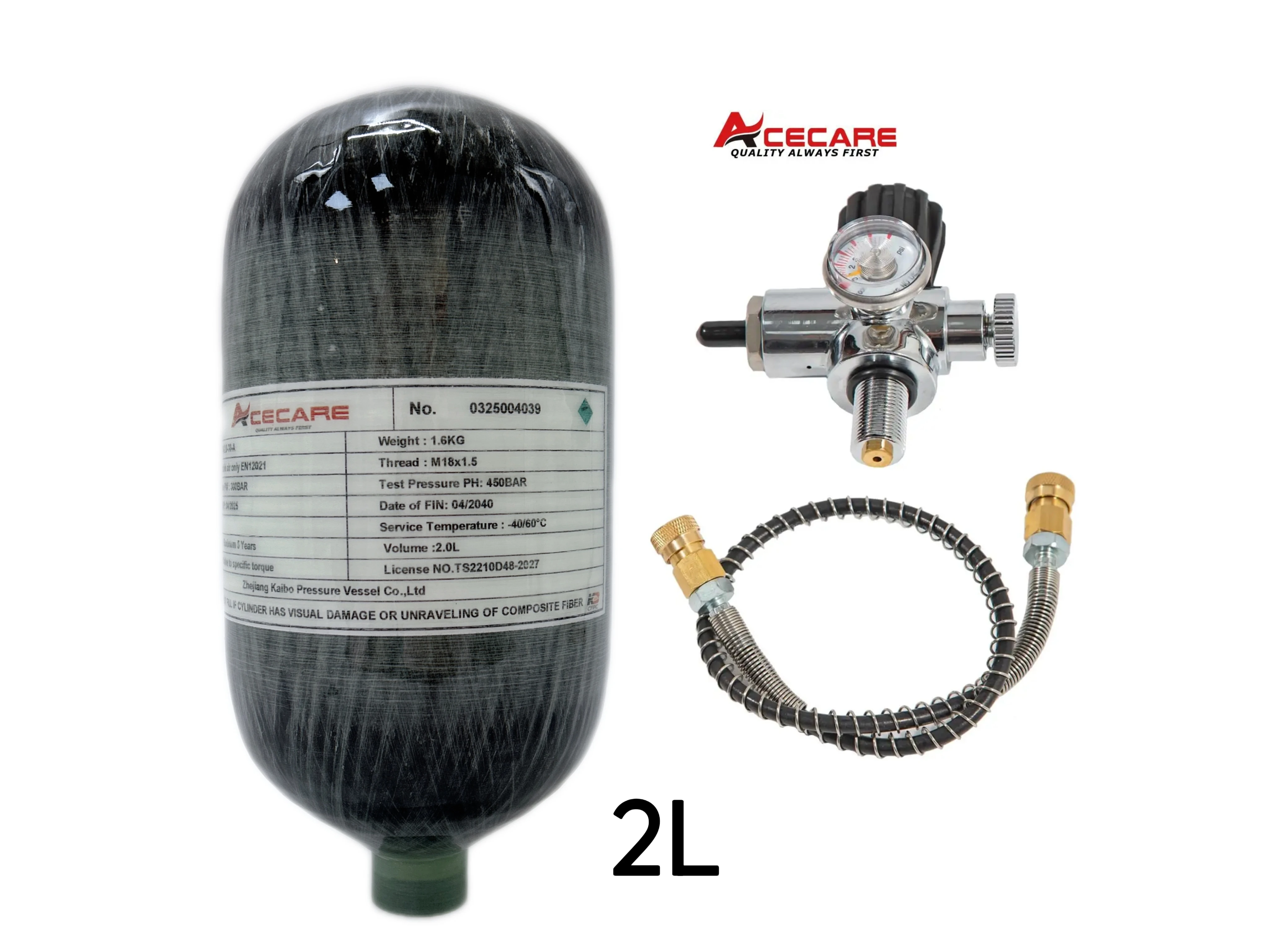 

ACECARE 4500Psi 300Bar 30Mpa 2L Carbon Fiber Cylinder High Pressure Tank HPA Air Bottle Scuba Diving Cylinder With Valve M18*1.5