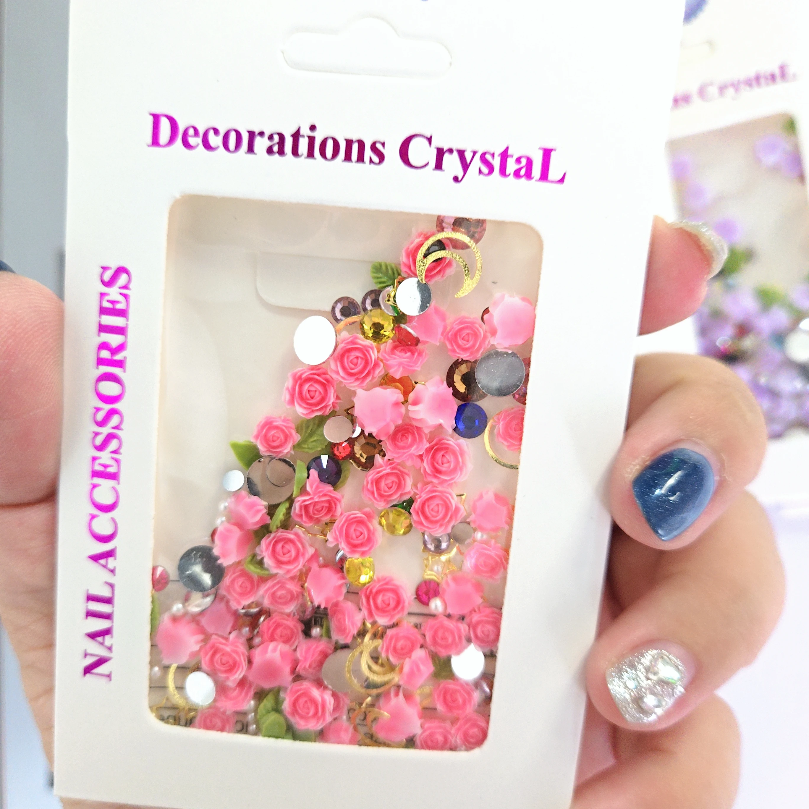 30pcs Blossoming Rose Nail Art Rhinestones with Leaf Camellia Nail Charm Star Moon Manicure DIY Flower Nail Decor Accessories##