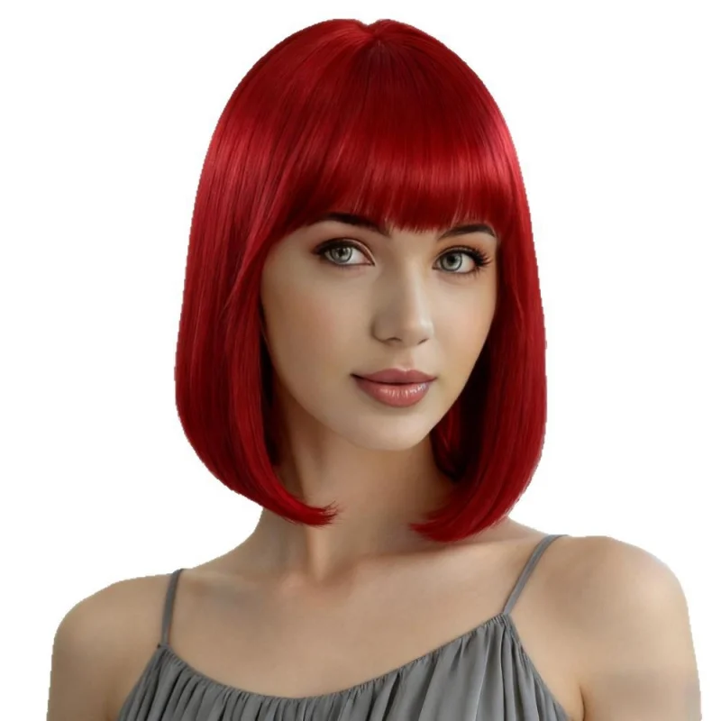 Cosplay wig for women, short red hair, Halloween anime BOBO