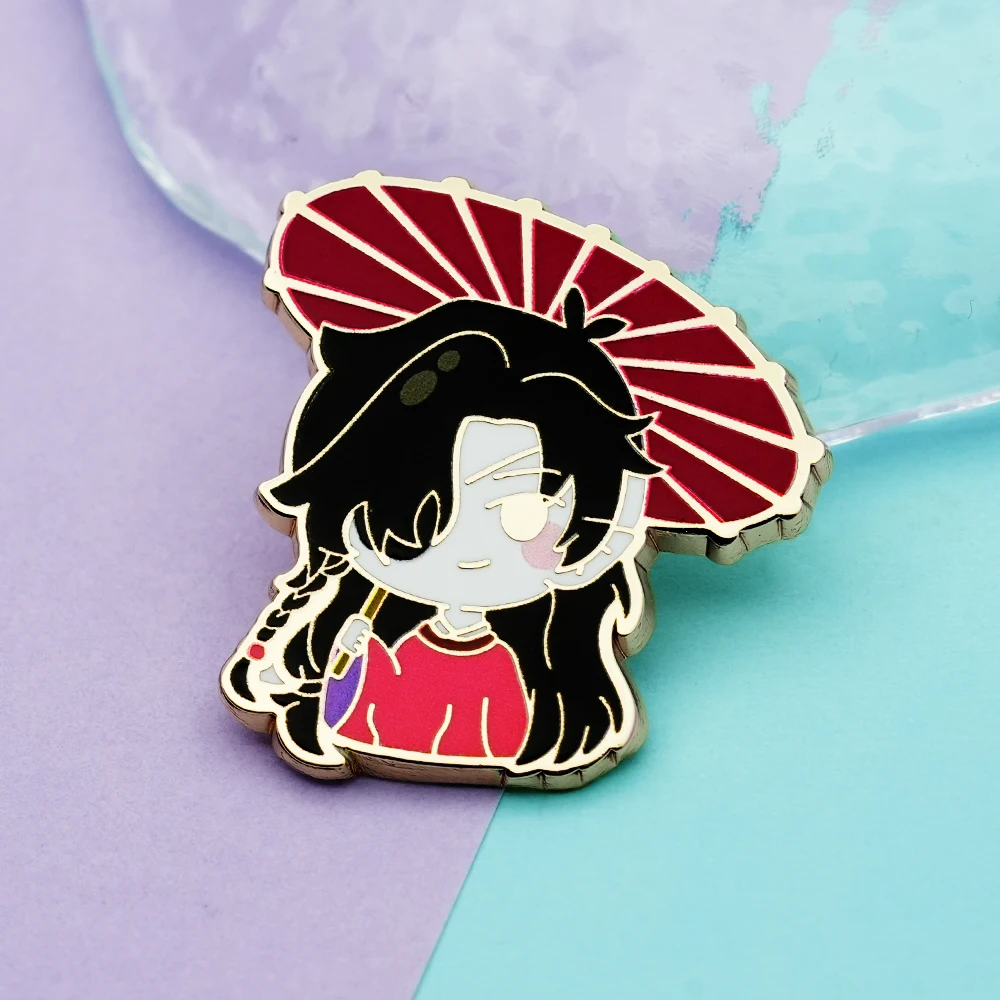Chibi San Lang Hua Cheng Badge Heaven Officials Blessing Enamel Pin Cute Anime Character Jewelry Fans Collect Souvenirs