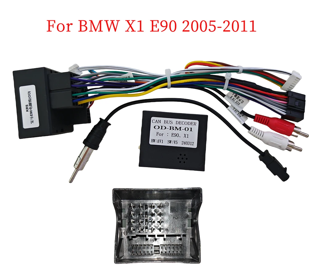 

Car 16pin Power Cord Wiring Harness Adapter With Canbus For BMW X1 E90 2005-2011 Installation Head Unit