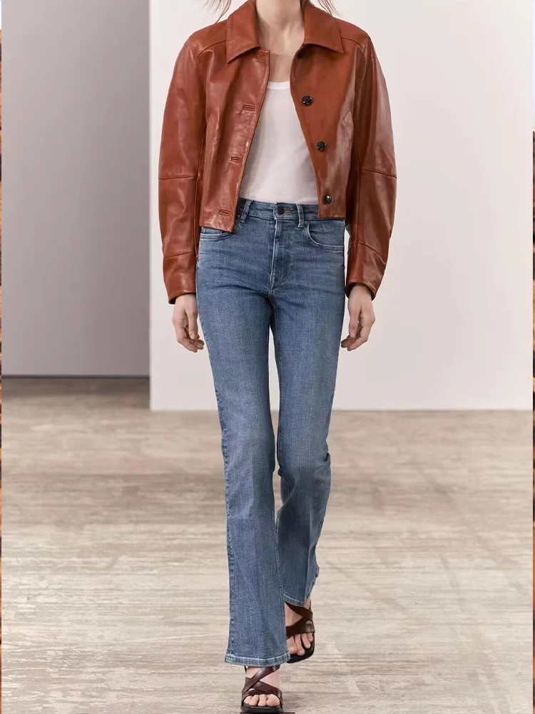 

Summer new women's clothing European and American style French design sense fashionable versatile leather short jacket
