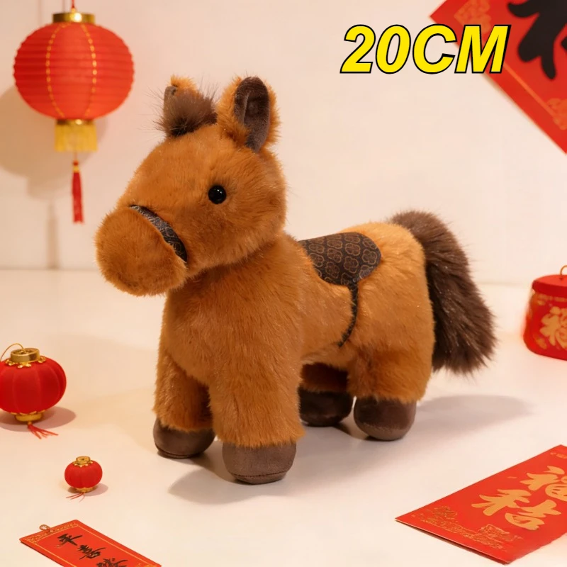 Superweiches 20 cm großes Plüsch-Pony-Pferd, Cartoon-Stofftier-Maskottchen-Spielzeug, süßes Geschenk für Kinder, Mädchen, Jungen, für 2026 Neujahr