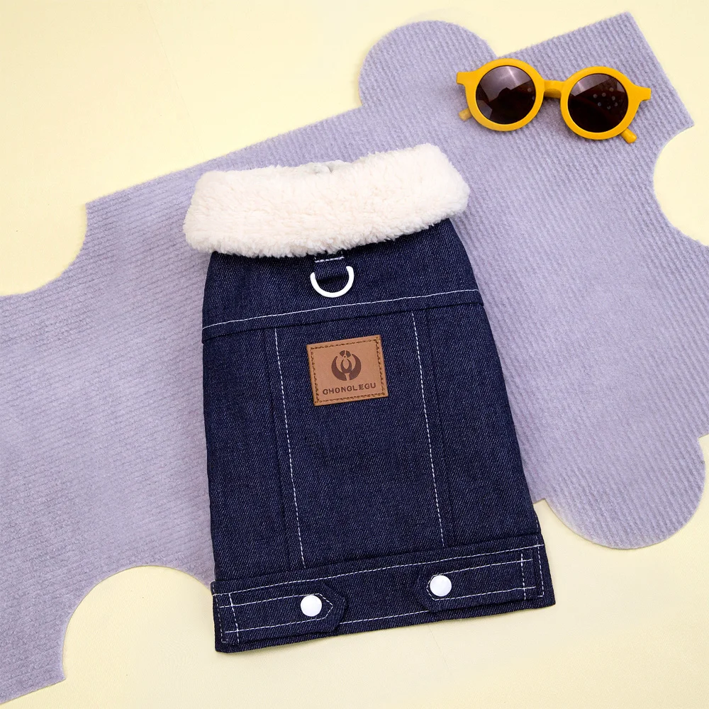 

Warm Dog Coat Clothing Winter Dog Jean Clothes Soft Fur Padded Pet Puppy Jacket Fashion Costume For Small Medium Dogs Chihuahua