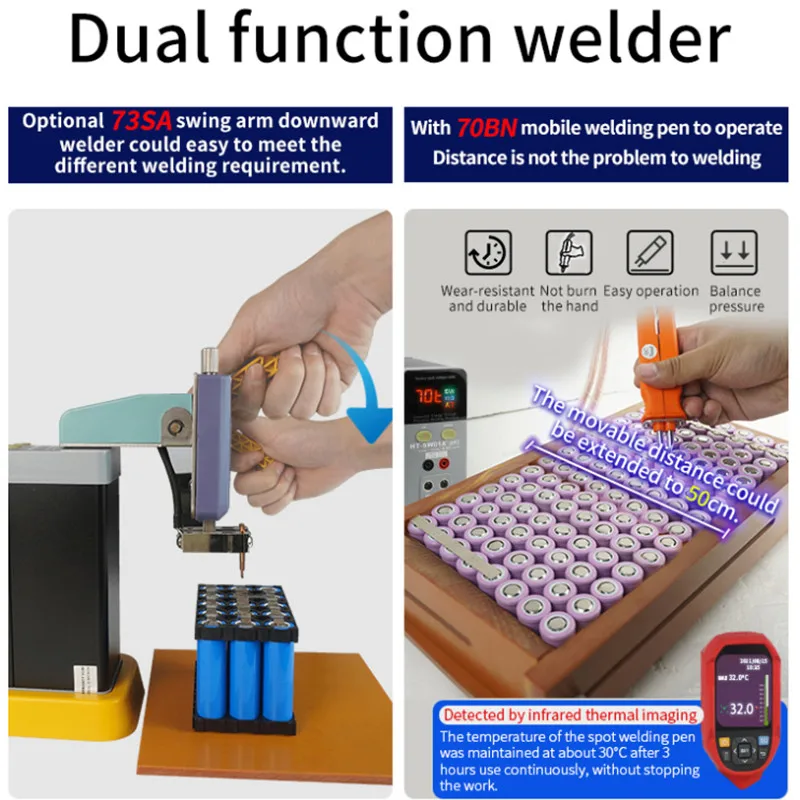 Spot Welding Machine 21KW Capacitor Storage Large Single Cell Battery  Welder LED Digital Display Adjustable 18650 Hand Pen