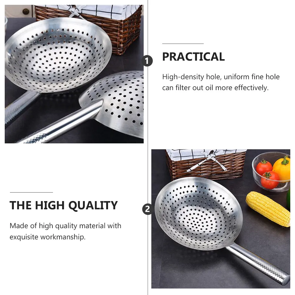 

1Pcs Thickened Frying Oil Strainer Colander Spoon Stainless Steel Long Handle Heat Resistant Kitchen Tool for Home Restaurant