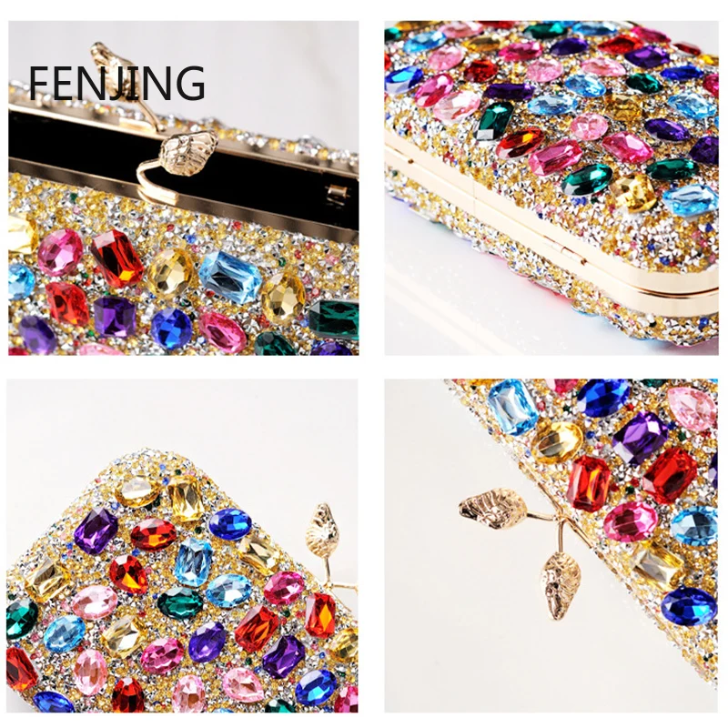 Colorful Rhinestone Clutches for Women Party Wedding Purses Luxury Designer Crossbody Bag 2024 Handbags Diamond Clutch Evening