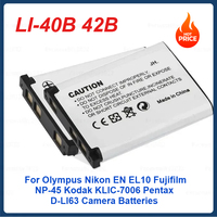 2 PCS EN-EL10 LI-40B 42B Digital Battery for Olympus Nikon EN EL10 Fujifilm NP-45 Kodak KLIC-7006 Pentax D-LI63 Camera Batteries