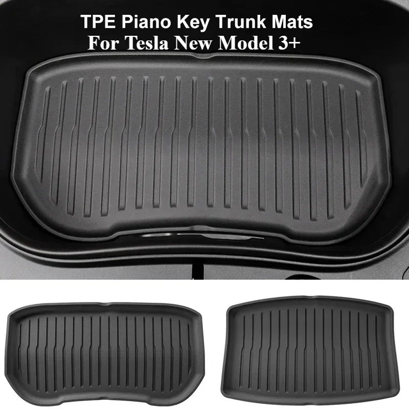 For Tesla Model 3 Highland 2024 Official Style All-Weather TPE Front Cargo Liners Frunk/Rear Trunk Lower Mat Boot Storage Tray