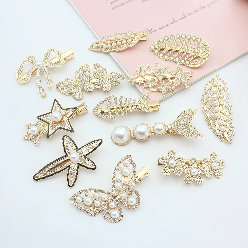 17 Styles Hair Clip Big Barrettes Bowknot Leaf Butterfly Flower Star Crystal Alligator Hairpin Headwear Fashion Jewelry Gift