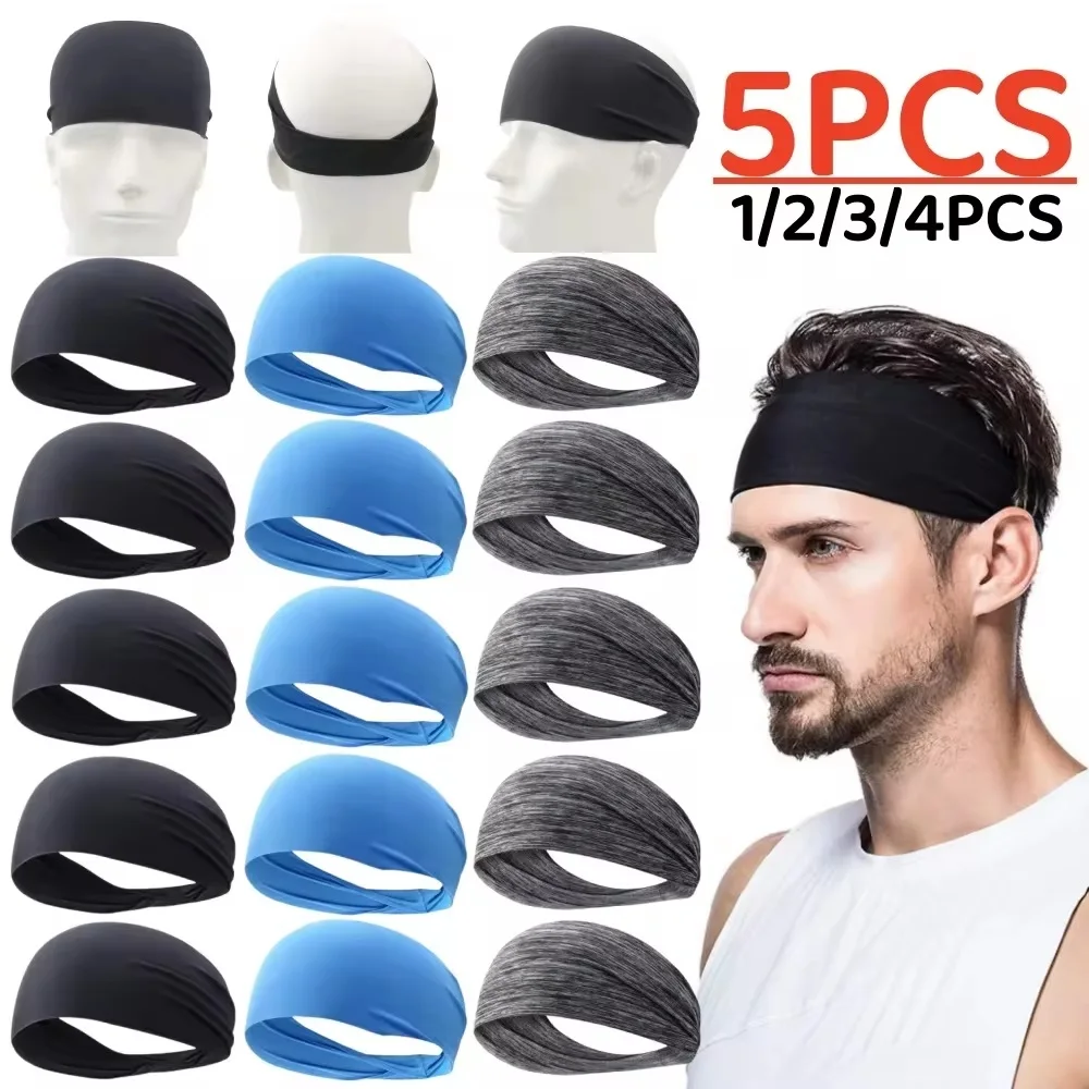 

5-1Pcs Elastic Sport Headband Quick Dry Sweat Absorption Headdress Antislip Head Scarf Breathable for Workout Yoga Running Cycle