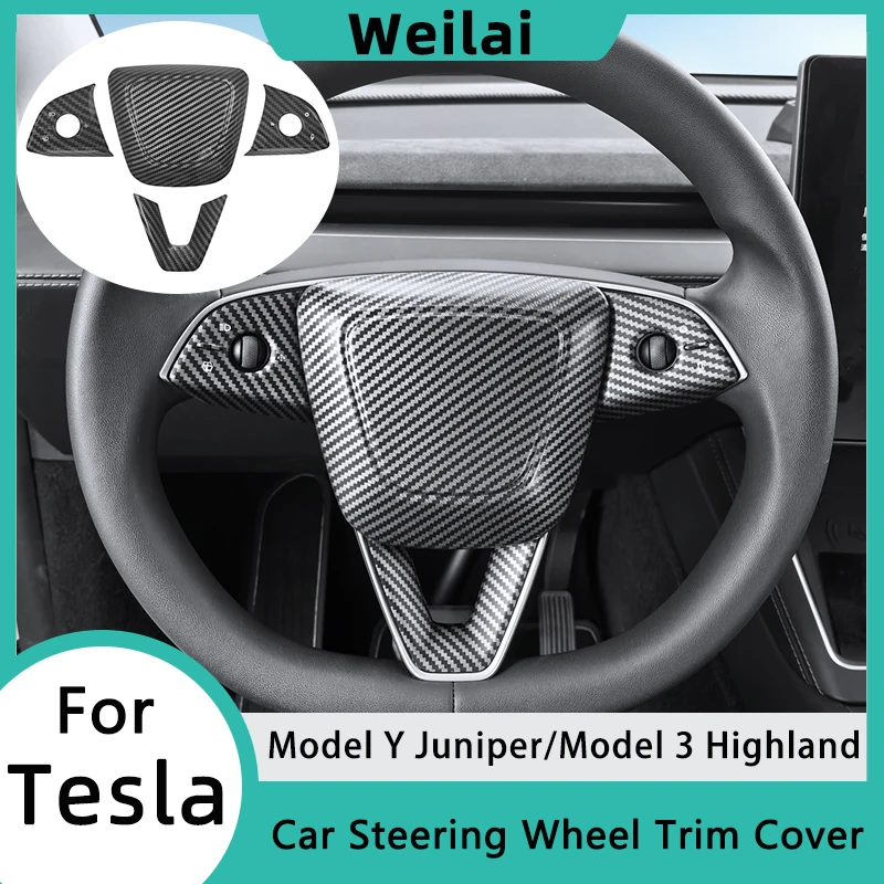 

Car Steering Wheel Trim Cover for Tesla Model Y Juniper Model 3 Highland Model Y L 2026 ABS Steering Wheel Panel Trim Stickers