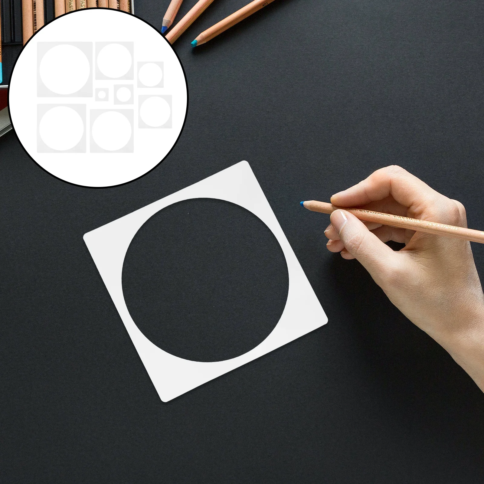 8Pcs Circular Stencils for Crafts Reusable Plastic DIY Painting Templates Geometry Shape Art Projects Drawing Scrapbooking Home
