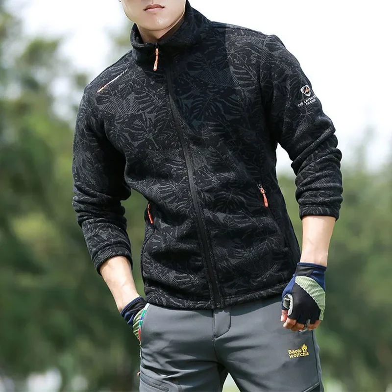 Manteaux polaires pour hommes, automne et hiver, col montant pour l'extérieur, poches imprimées, fermeture éclair, Cardigan épais et chaud, vestes, hauts JJ679