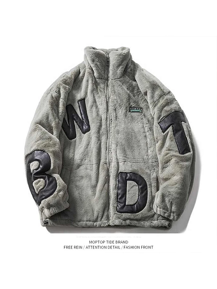 

Тепло и стиль: Мужская зимняя куртка из овечьего вельвета, модный ретро-дизайн с американским буквенным принтом, утепленное повседневное хлопковое пальто