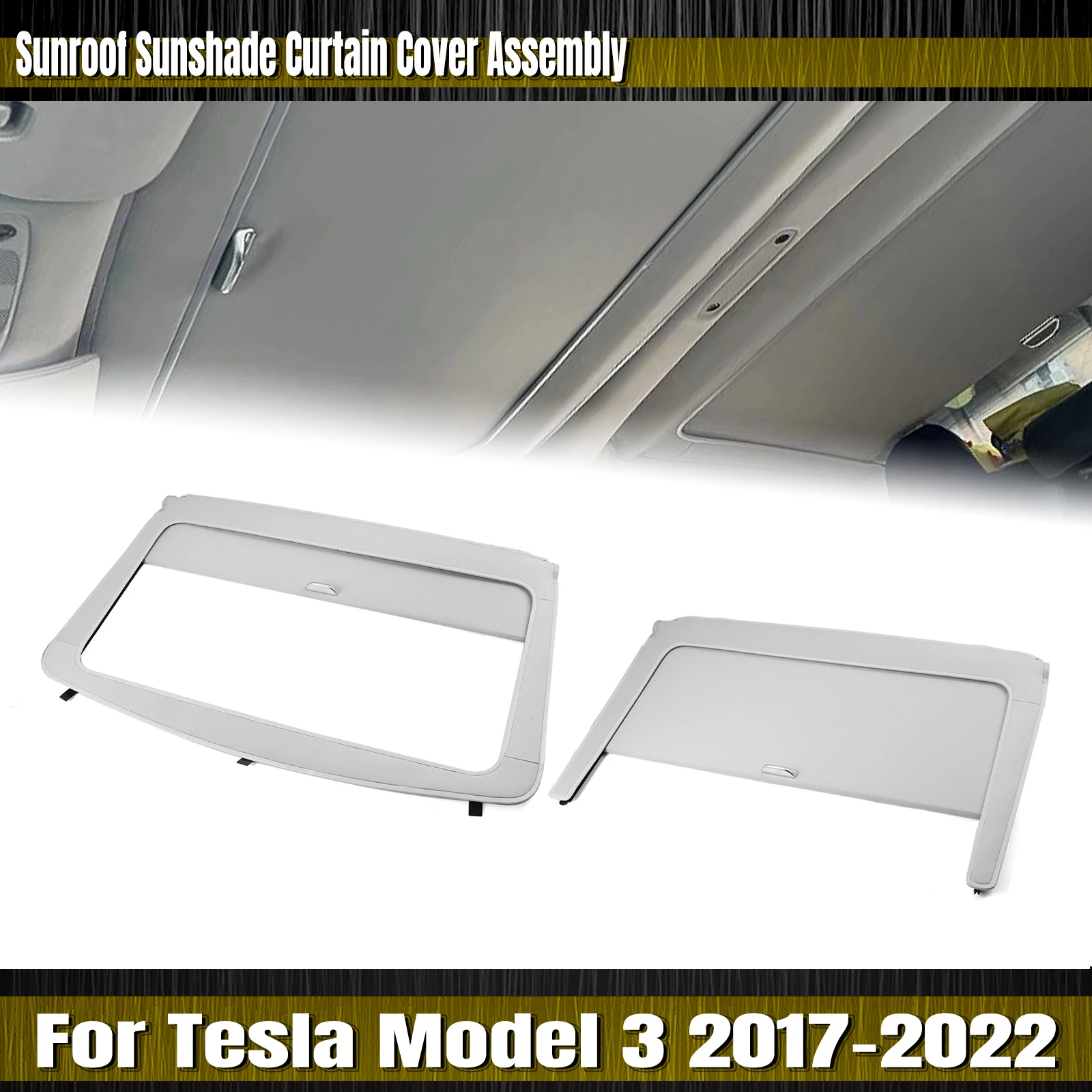 

Gray Sun Roof Roller Blind For Tesla Model 3 2017 2018 2019 2020 2021 2022 Front+Rear Sunroof Sunshade Curtain Cover Assembly