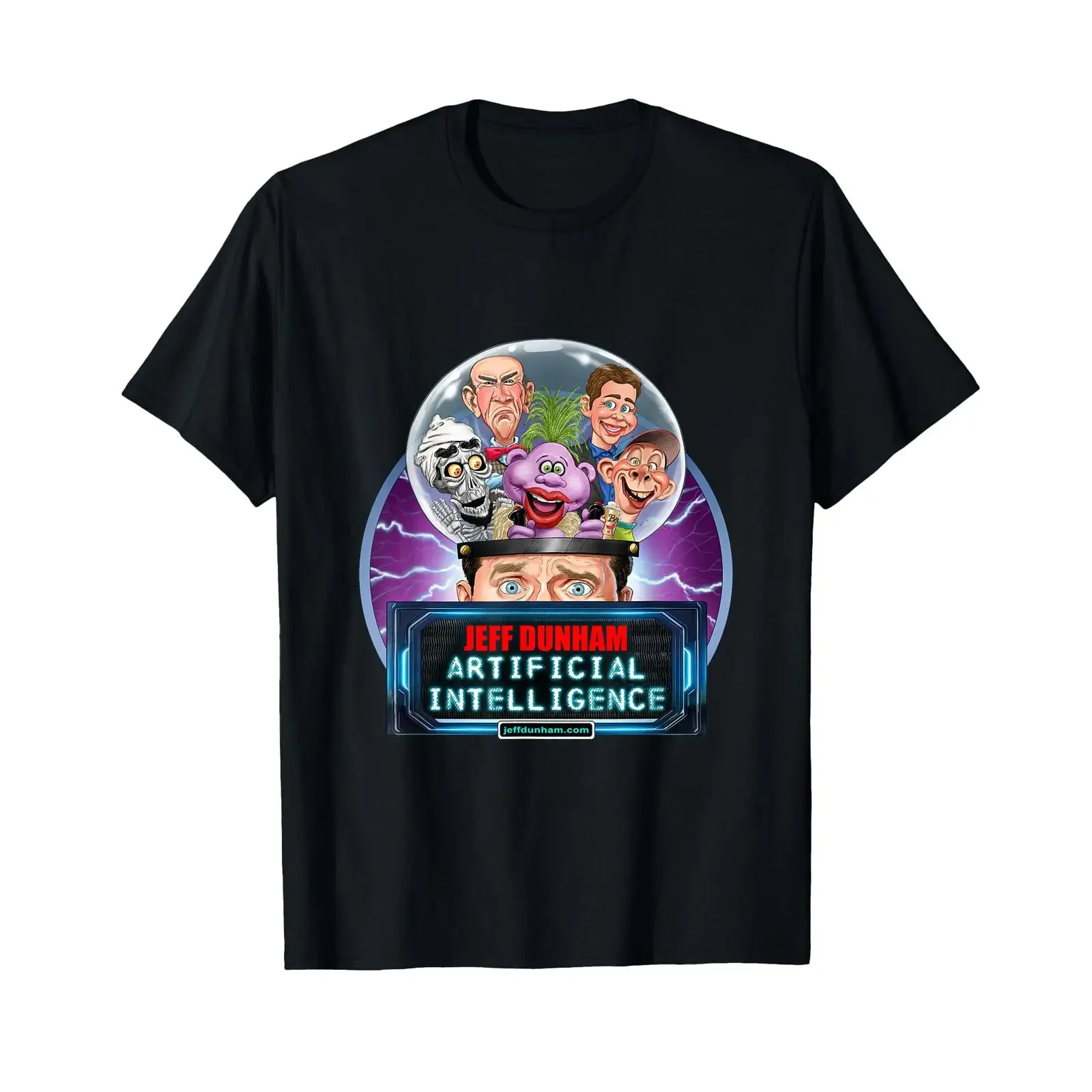 Jeff Dunham Artificial Intelligence Black  T Shirt Funny Cartoon Puppet Classic Fit  vintage Washed fashion Slightly