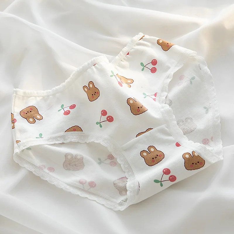 Women Cotton Panties Female Underpants Low Waist Underwear Ladies Skin-friendly Briefs Confortable Cute Bear Breathable Lingerie