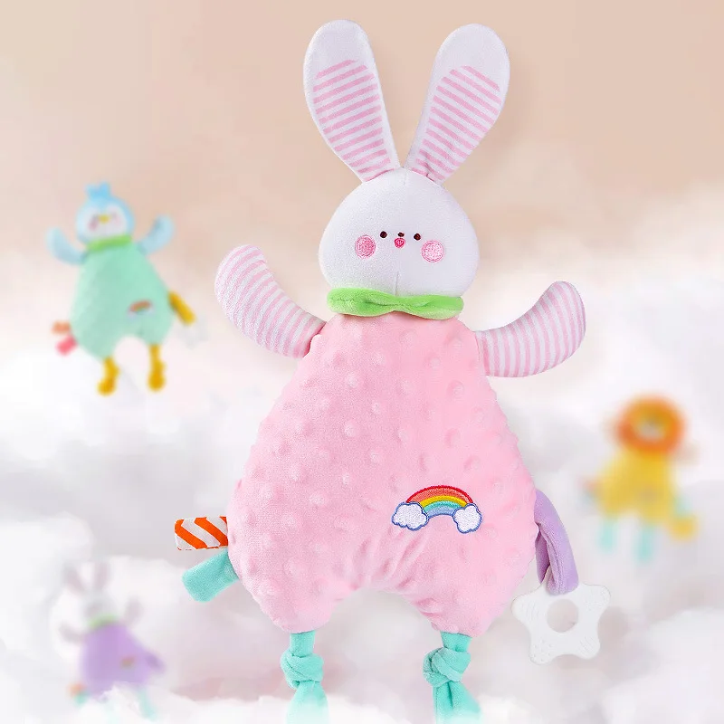 Beurre de lapin avec colle à dents pour bébé, serviette apaisante, outil de couchage, peluche, jeu de beurre à la main, 0-1 ans