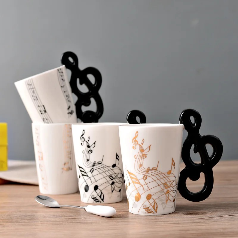 Dropshipping Ceramic Mugs Guitar Mug Musical Instrument Musical Note Shapes Coffee Mugs Milk Tea Cups Drinkwars for Kitchen Tool