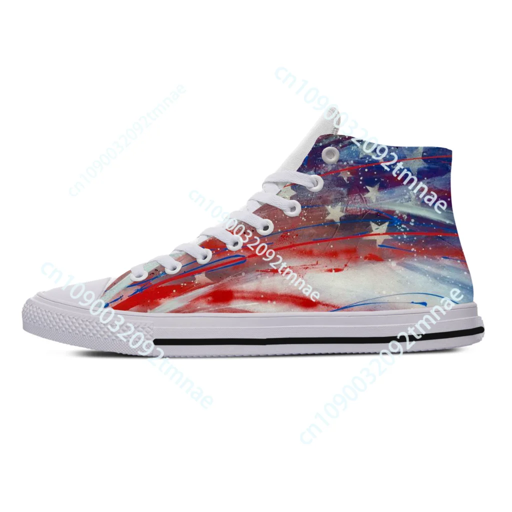 Hot Summer Fashion Woman Man Powerful America Breathable Sneakers Classic Board Shoes Quality High Help USA Flag Custom Shoes