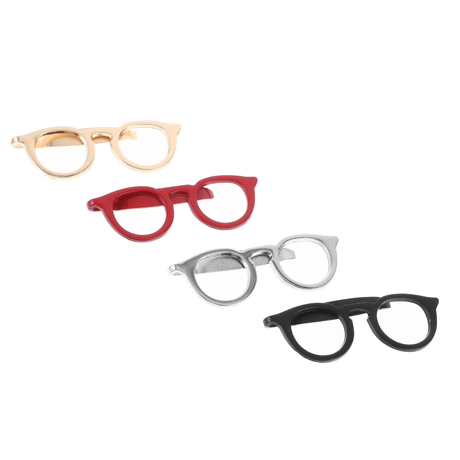 4pcs Metal Tie Glasses Design Durable Secure Strong Long Lasting Luster Exquisite Workmanship Classic Simple All Sizes