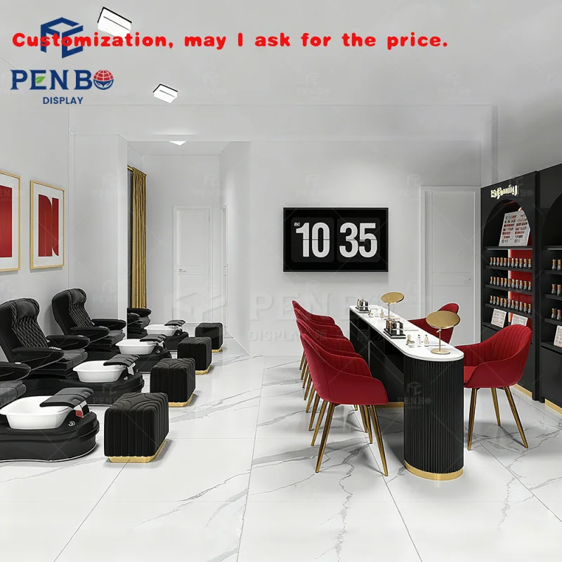 

на заказ. Заводская поставка Индивидуальная витрина для салона красоты Магазин по уходу за кожей Полицы для спа-салона Дизайн интерьера маникюрного салона