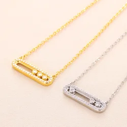 Gold Color Square Round Zircon Pendant Necklaces For Women Vintage Jewelry Classic Chain Necklace Collares Mujer Tendencia 2024