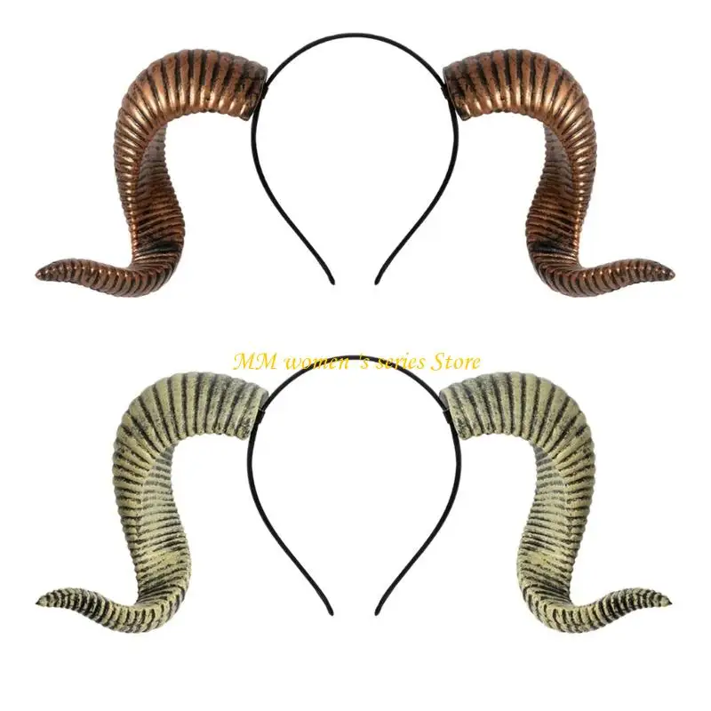 

Q39C Realistic Goat Horn Hairband Animal Horn Hairhoop For Mardi Gras Roleplay Theme Parties Prom Night Dressingup Headwear