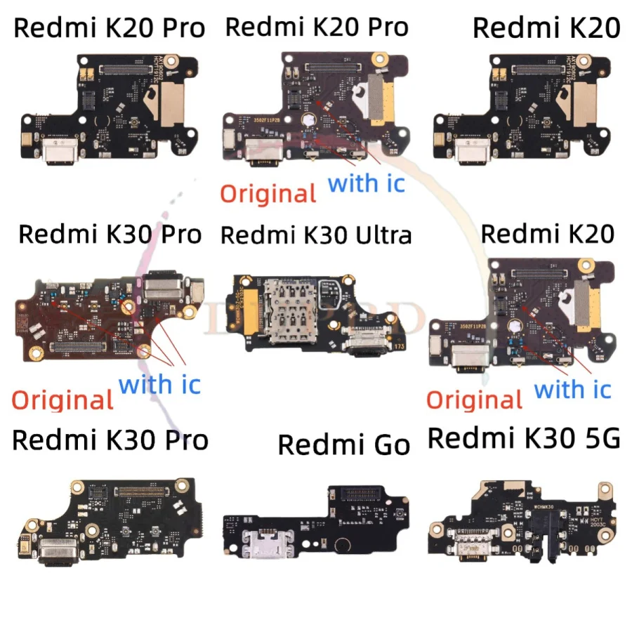 USB Power Charger Charging Port Board Dock Connector Flex Cable For Xiaomi Redmi K20 K30 K40 K50 Pro Replacement Parts