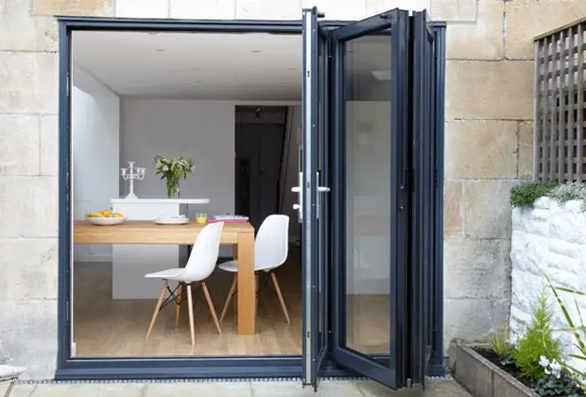 Foldable Door Waterproof Folding Door Glass Backyard Bi-Fold Door Aluminum Panoramic Folding Patio Accordion Doors for House