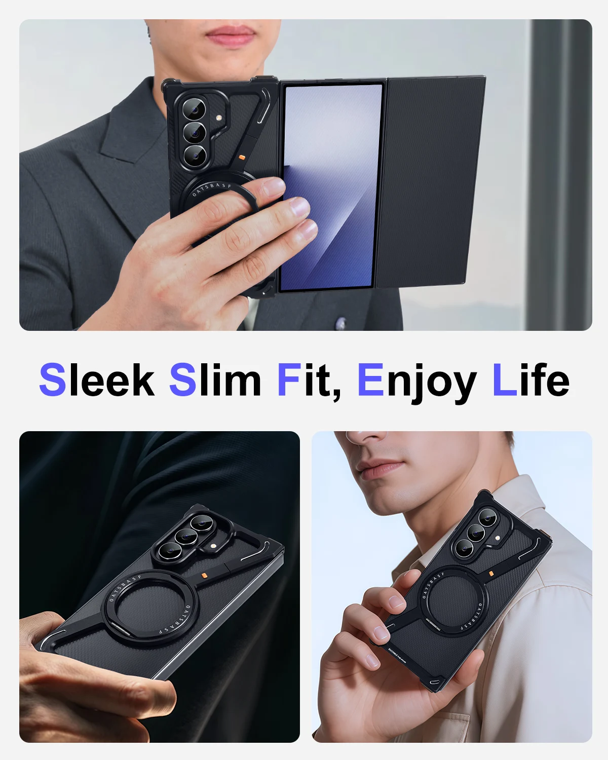 Eary Z Stand Phone Case for Samsung Galaxy Z Trifold Metal Phone Cover for Magsafe with 360°Magnetic Kickstand Grip Holder Shell