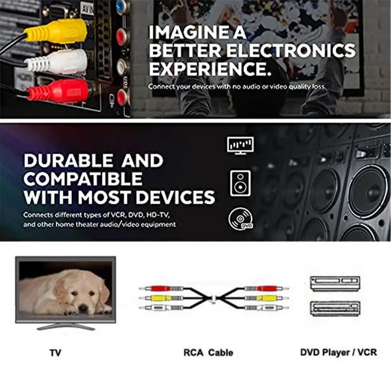 Cable de Audio estéreo Cable de Audio estéreo Cable de vídeo de 4,92 pies Cable compuesto de 6 pines de alta velocidad accesorios de Audio para ordenador MP3 y