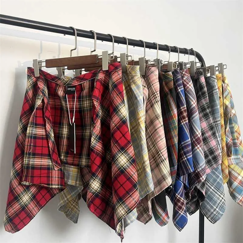 

Trendy Yellow Plaid Butt Curtain Belted Men's Shirt Lower Hem Men's Fashion Accessories Tagkita Brand