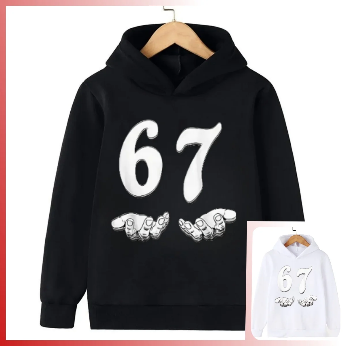 

New Virus 67 Children's Hooded Sportswear Fun Internet Slogan Fashionable Fun Comfortable Children's Clothing Hooded Sportswear