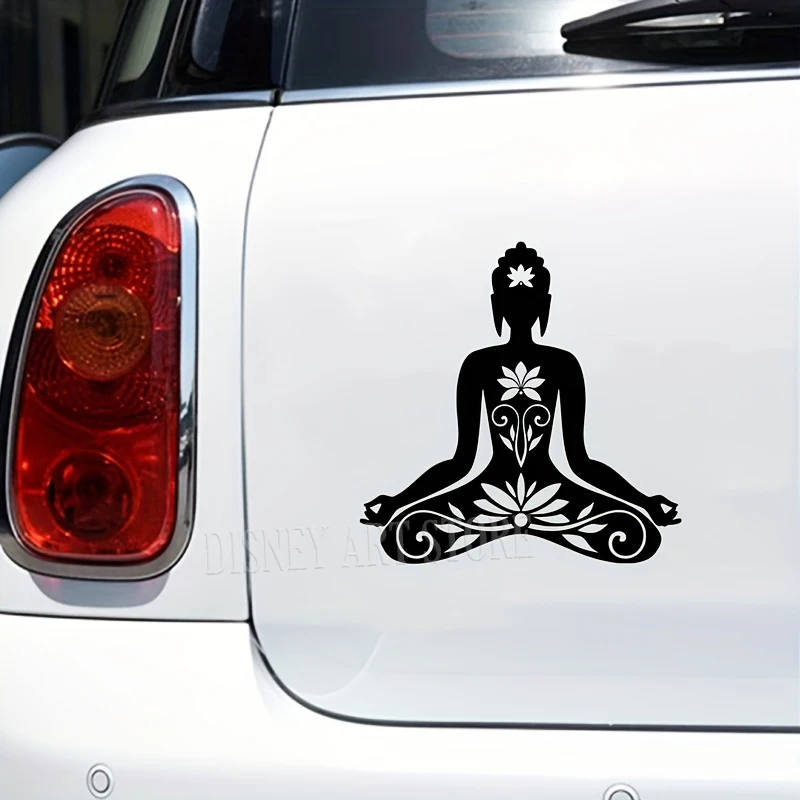 Buddha Silhouette Vinyl Sticker, Yoga Meditation Pose Decal Waterproof Removable, For Car Window, Bumper, Laptop Decor