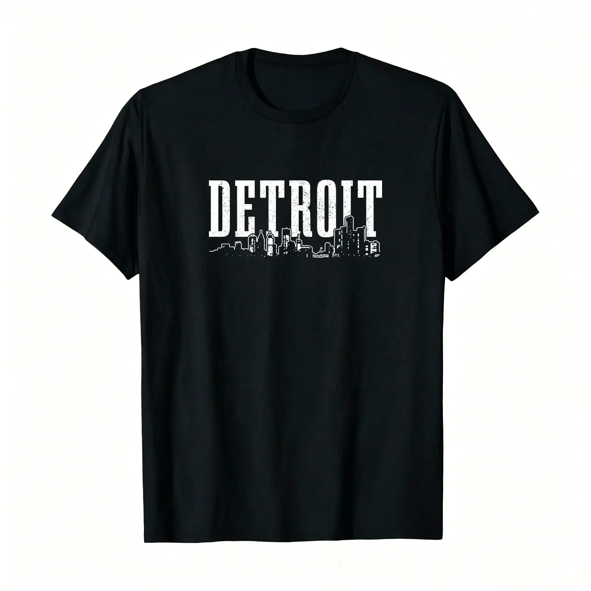 Detroit Skyline Pride Vintage Detroit Mich99BCVKBF-Detroit Skyline Pride Vintage Detroit Michigan Pullover _,Breathable And Comfortable Short-Sleeved Round-Neck Top, Suitable For All Seasons, Everyday Wear For Women