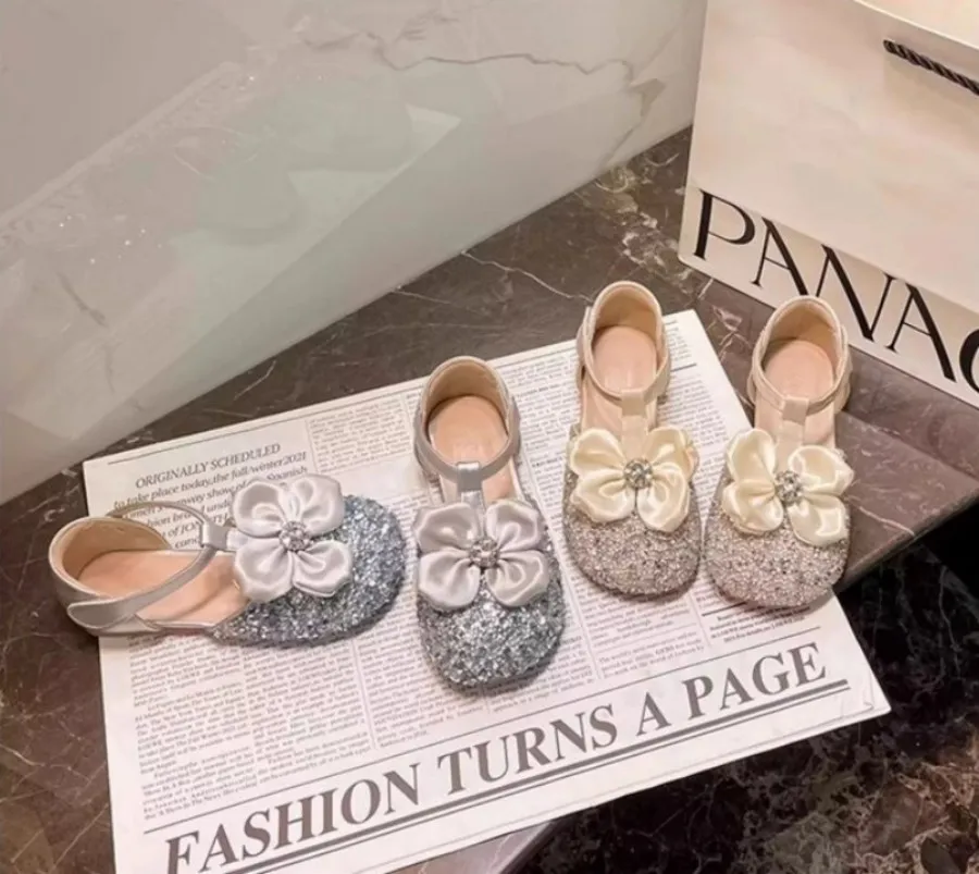 

Children's Leather Shoes Spring Shallow Princess Shoes for Girls Fashion Sequins Glitter Kids Ballet Performance Flat Shoes