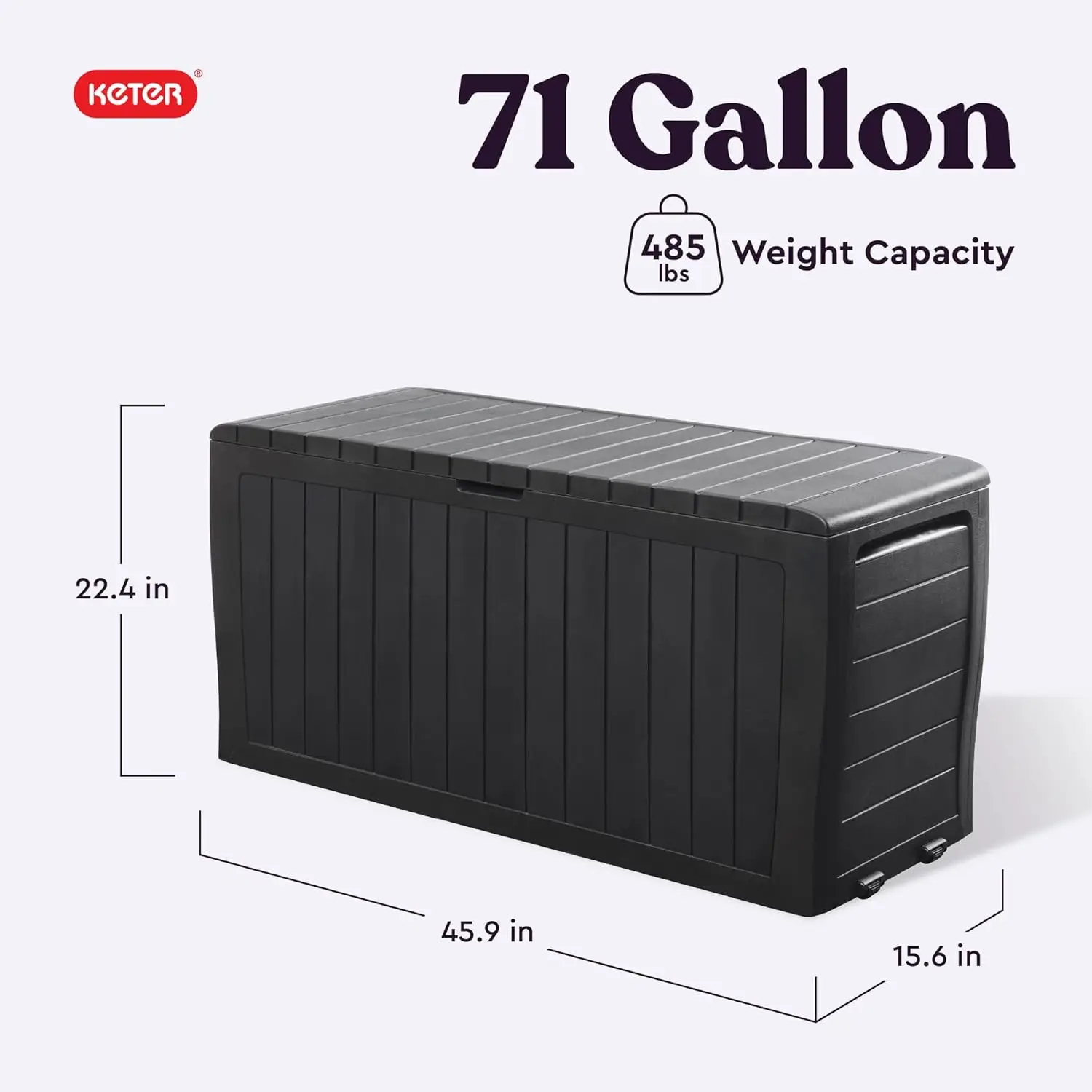 71 Gallon Resin Deck Box Organization and Storage Patio Storage Box Outdoor Cushions Throw Pillows Garden Tools Pool Accessories