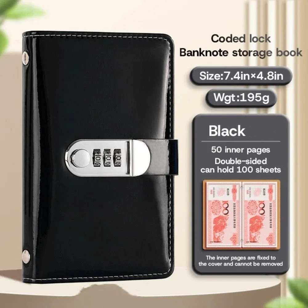 50Sheets Savings Book with Password Lock Laser Dual Sided Budget Binder Savings Handbook Portable Account Book