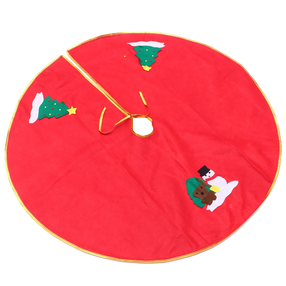 

1pc 90Cm Christmas Tree Skirt Festive Decoration For Home Party Xmas Tree Apron Mat Large Red Snowman Design Holiday Decor