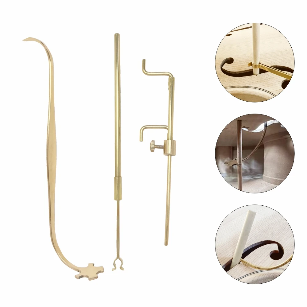 Pure Copper Violin Soundpost Tool  Sound Post Gauge Measurer Retriever Clamp Clip setter Install Repair Luthier