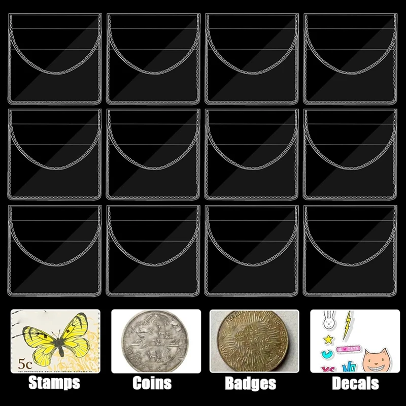 150 PCS Single Pocket Coin Flip Coin Sleeves Holders 2.2 X 2 Inch Transparent Plastic PVC Coin Protectors Coin Holders (Square)